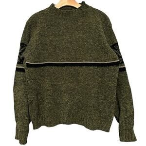 United Colors of Benetton Vintage Women’s XL Hunter Green Fair Isle Arms Sweater